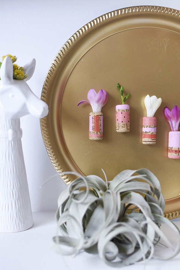 Easiest ever, DIY Mini Cork Flower Vases! Little pops of happy flowers wherever you like. Delineate Your Dwelling
