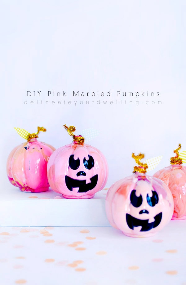 Festive DIY Pink Marbled Pumpkins