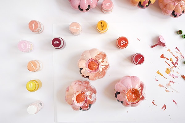 Pink Marbled Pumpkin  paint jars