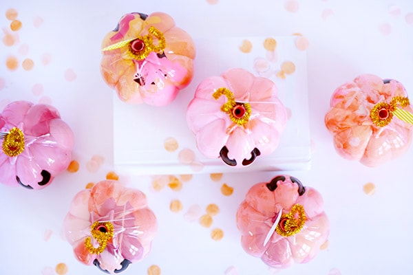 Pink and Orange Marbled Pumpkins