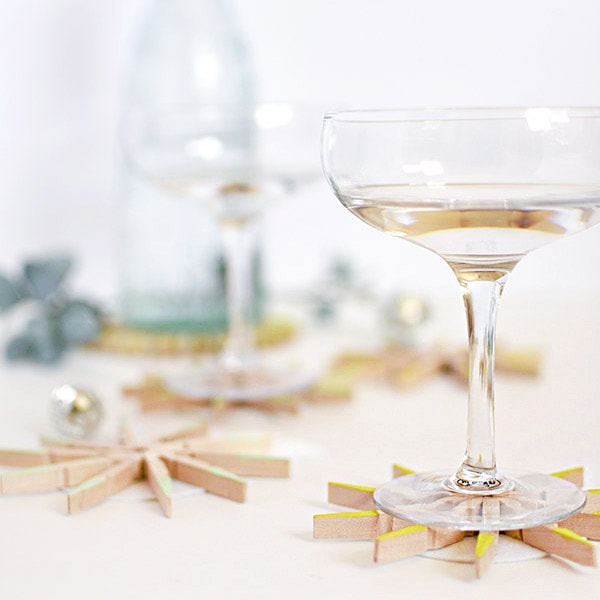 DIY Clothespin Drink Coasters