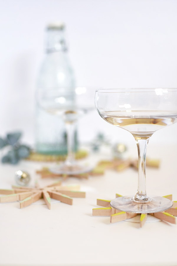 DIY Clothespin Drink Coasters