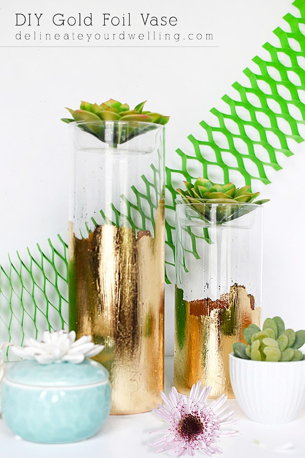 DIY-Gold-Foil-Vase, Top Reader Creative, Craft, Home Decor 2017 Posts, Delineate Your Dwelling