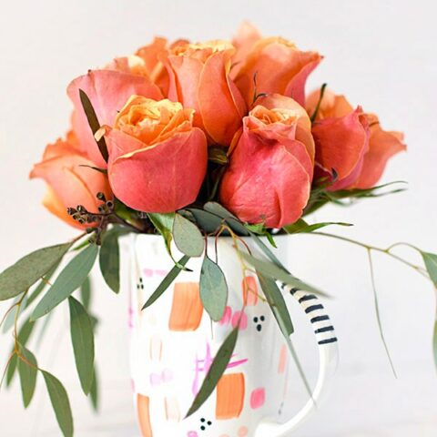 DIY Rose Flower Mug Vase