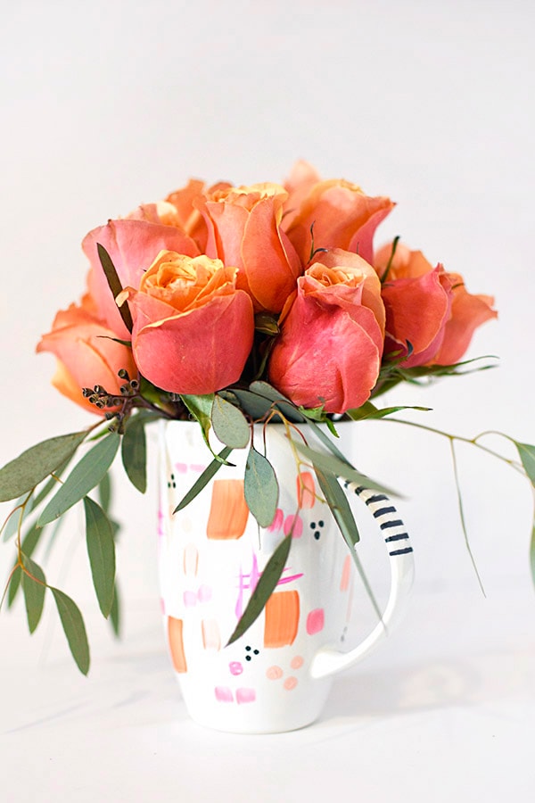 Colorful DIY Rose Flower Mug Vase
