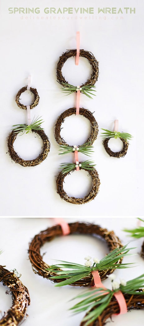 How to DIY Simple Spring Gold Foil Grapevine Wreaths, Delineate Your Dwelling