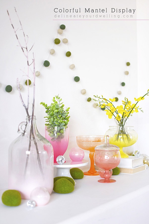 Colorful DIY Spring Vase Mantel Display, Delineate Your Dwelling