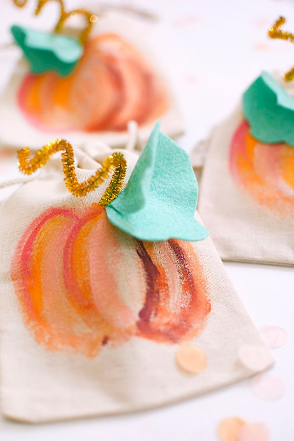 Colorful Painted Pumpkin Bags