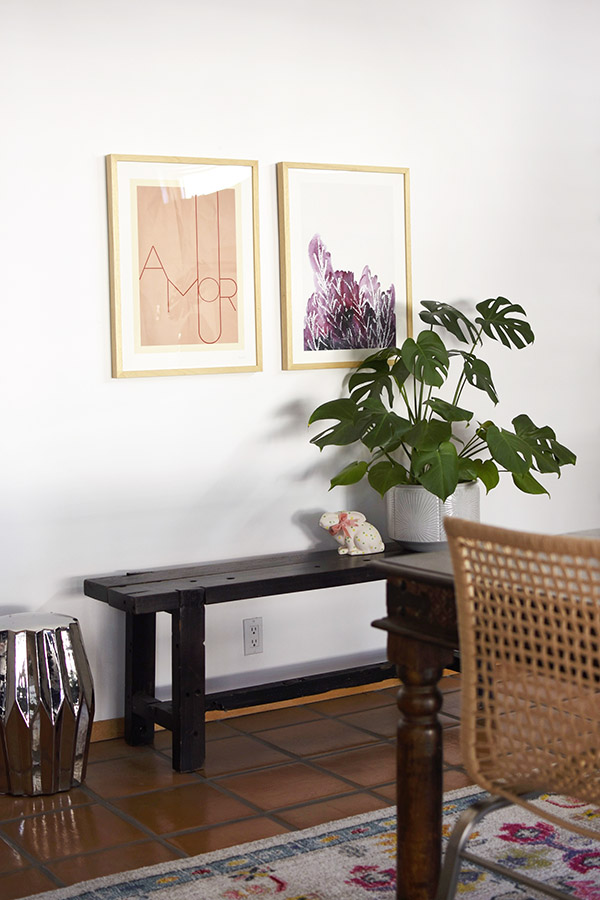 Dining Room with colorful artwork