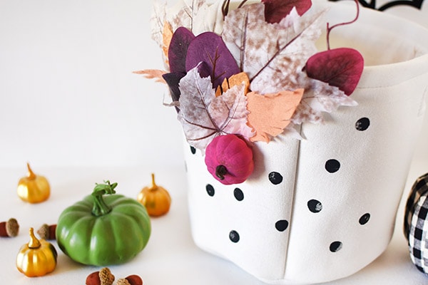 Colorful Fall Basket with black polka dots