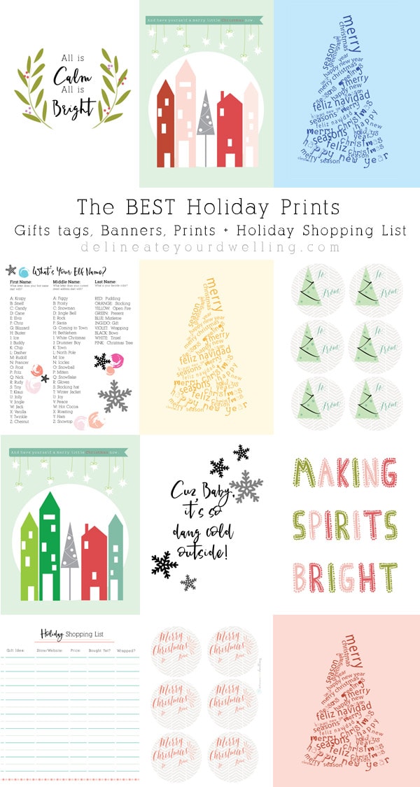 Holiday Prints, Gift Tags, Banners and a Holiday Shopping List