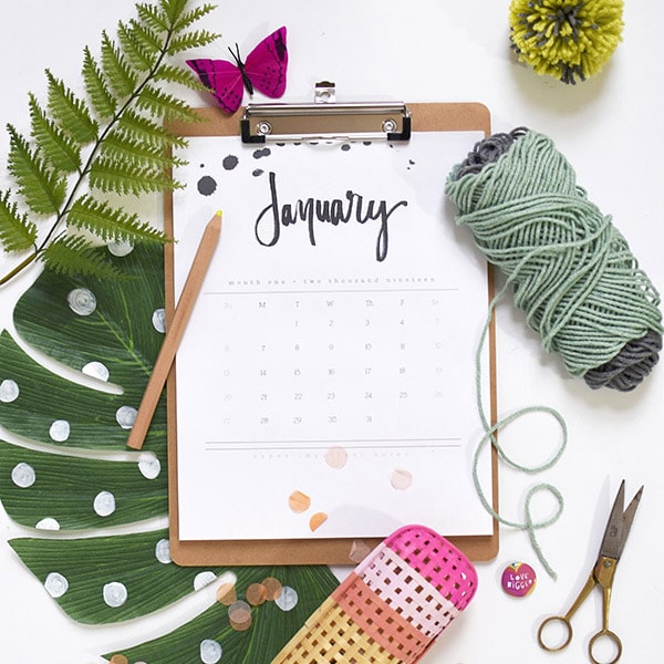 2019 Hand Letter Printable Calendar