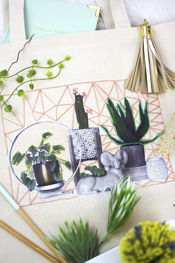 How to create a gorgeous Plant Embroidery Tote Bag. Delineate Your Dwelling #embroiderycraft #totebagcraft