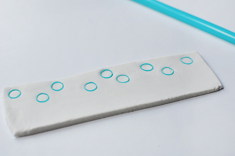 Clay rectangle with blue circles
