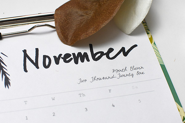 Free November 2021 Printable Calendar