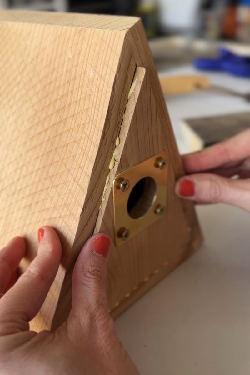 Insert front face of birdhouse