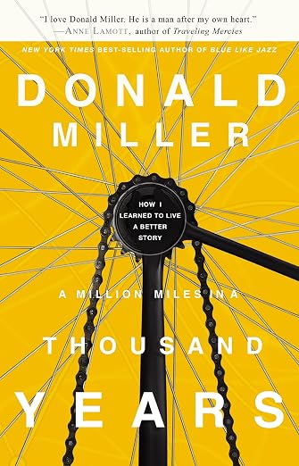 A million miles in a thousand years, bike spoke against a yellow background