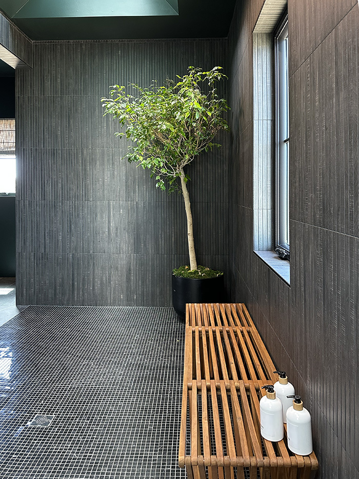 Moody Dark tile bathroom shower