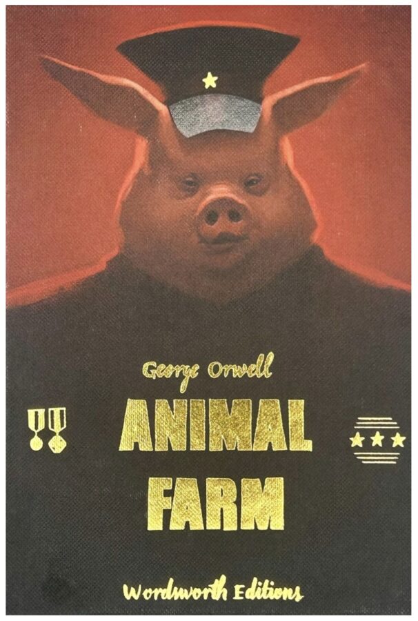 Animal Farm, Illustration of a pig wearing a police uniform - Fiction book