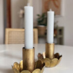 Antique Glass Brass Candlestick Holder