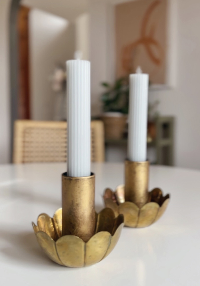 Small brass Candelabra 5 candles Super bright with on/off switch