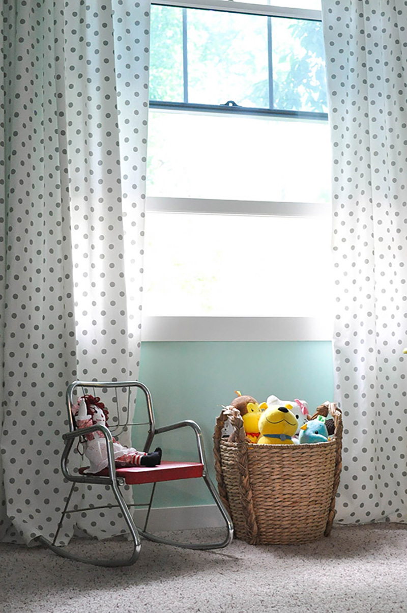 Gray and white polka dot curtains