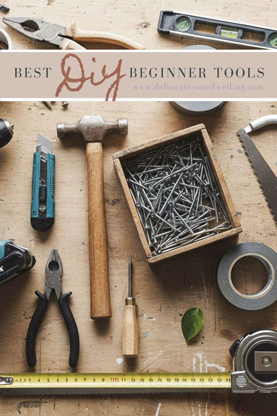 DIY miter saw, painters tape and safety glasses