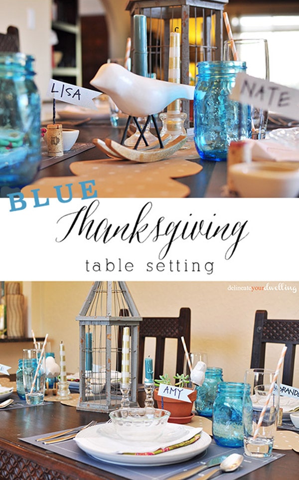 BLUE thanksgiving day table