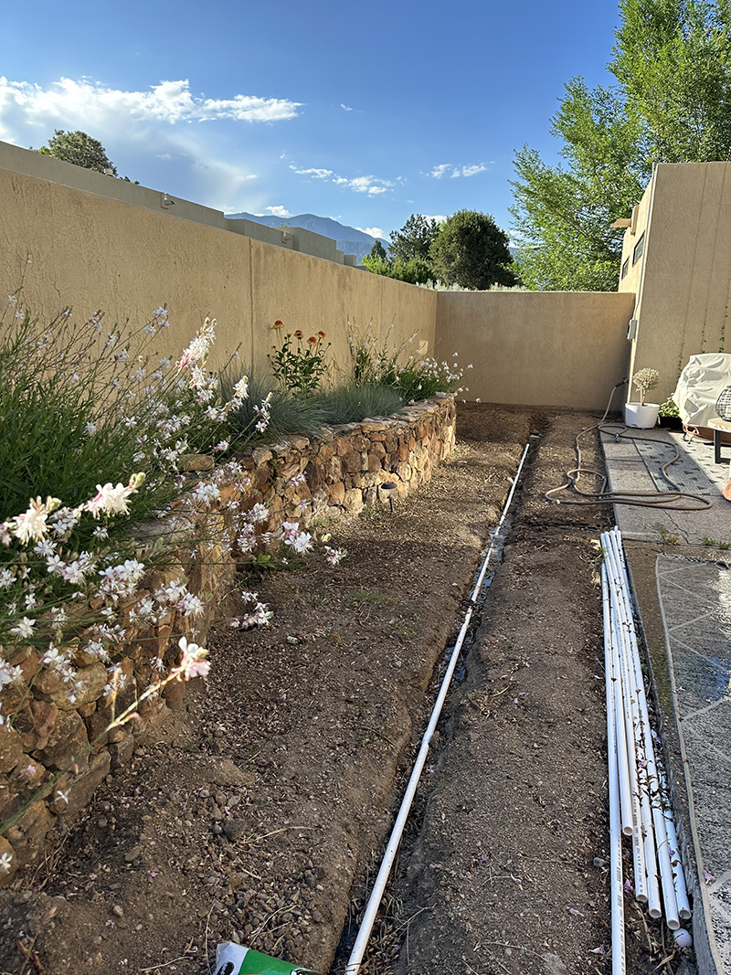 Irrigation pipes in trenches