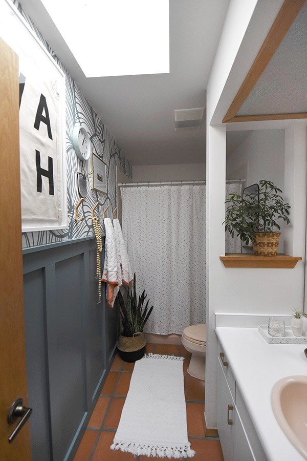 Modern Soft Teal Hallway Bathroom update