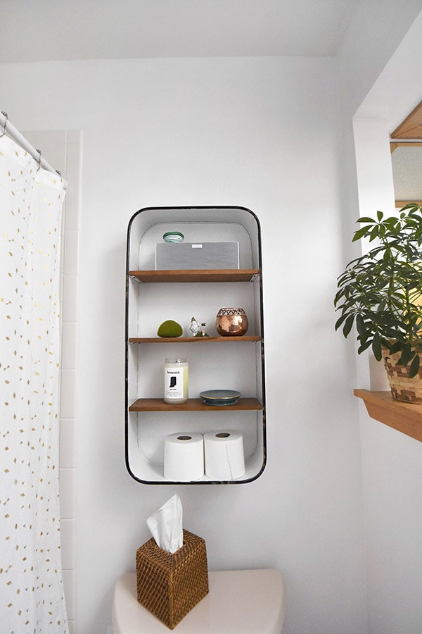 Above toilet storage shelf