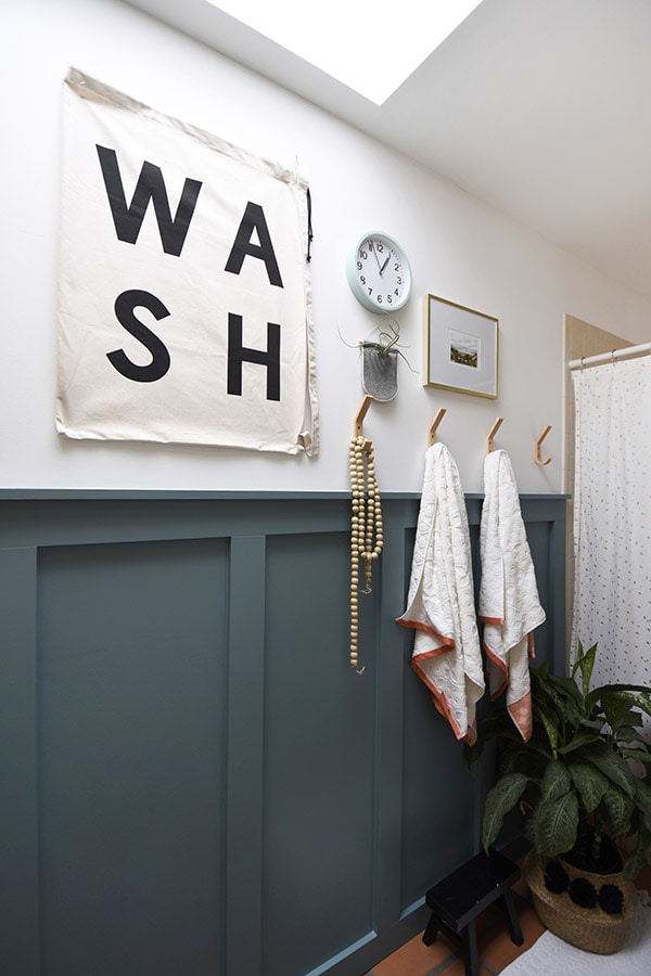 Hallway Bathroom Modern Board and Batten, deep teal