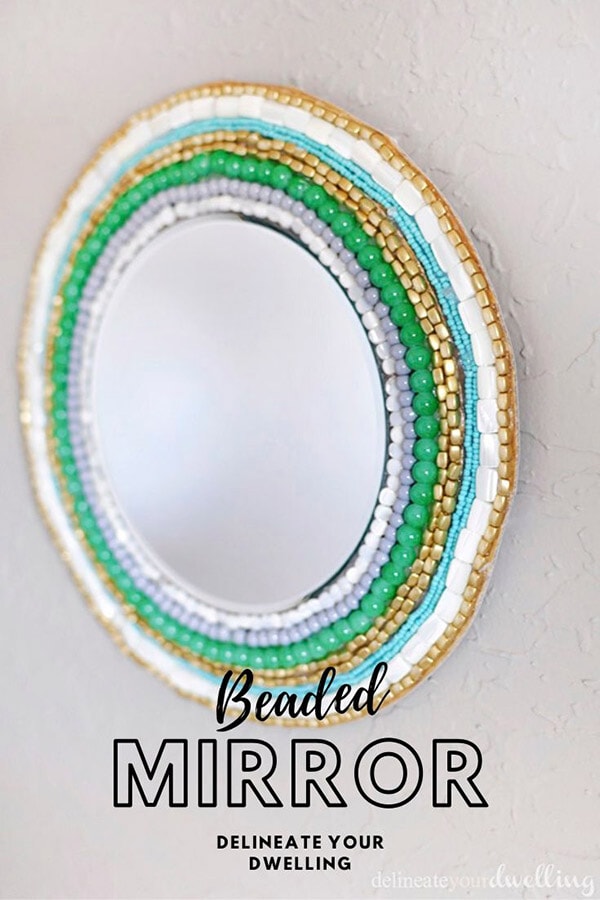 Green, White and Blue Beaded Wall Mirror