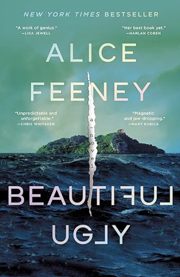 Beautiful Ugly, Moody ocean scene with a remote island and a single house - Fiction book