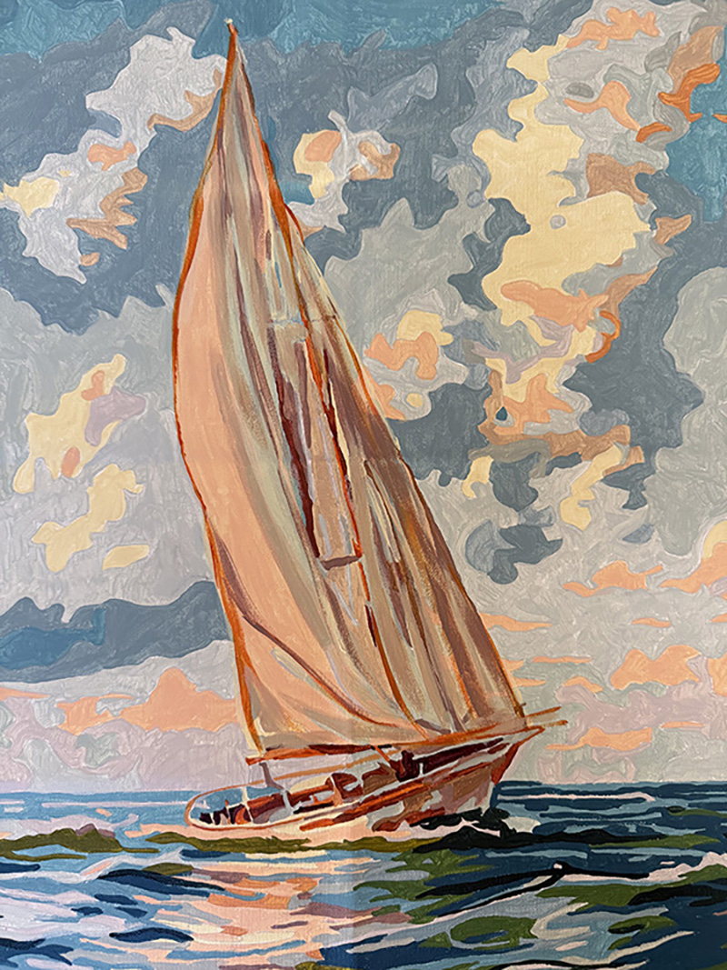 Gorgeous Sailboat at sunset paint by number kit
