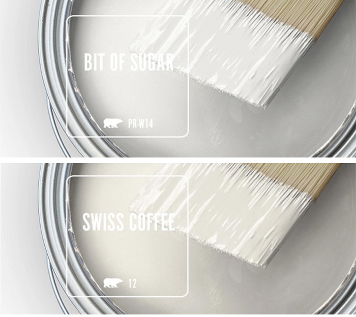 Behr Bit of Sugar White vs Swiss Coffee