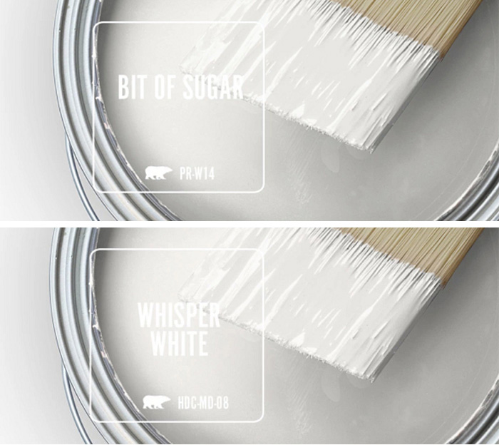 Behr Bit of Sugar White  vs. Whisper White