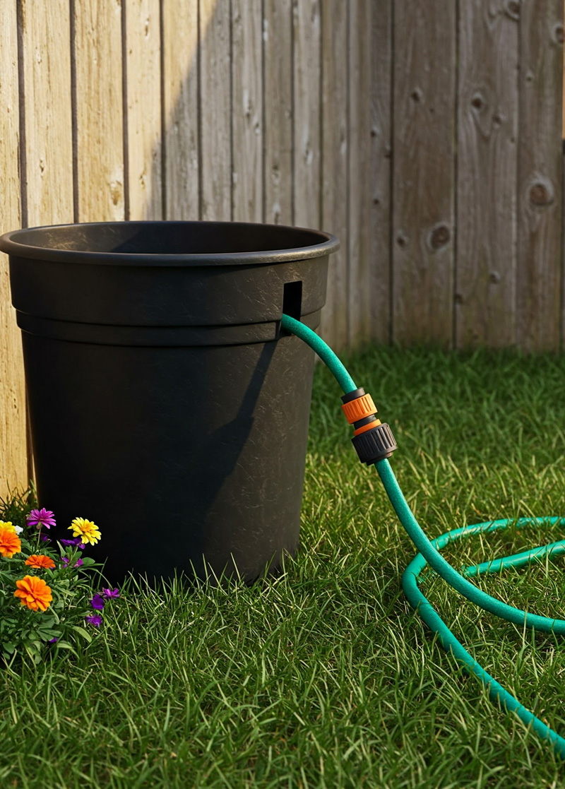 Black Plastic Hose Holder Pot