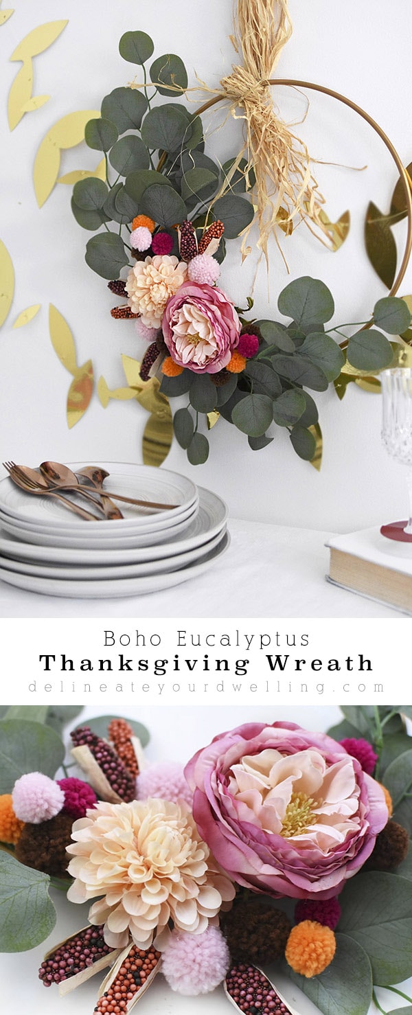 Simple Boho Eucalyptus Thanksgiving Wreath