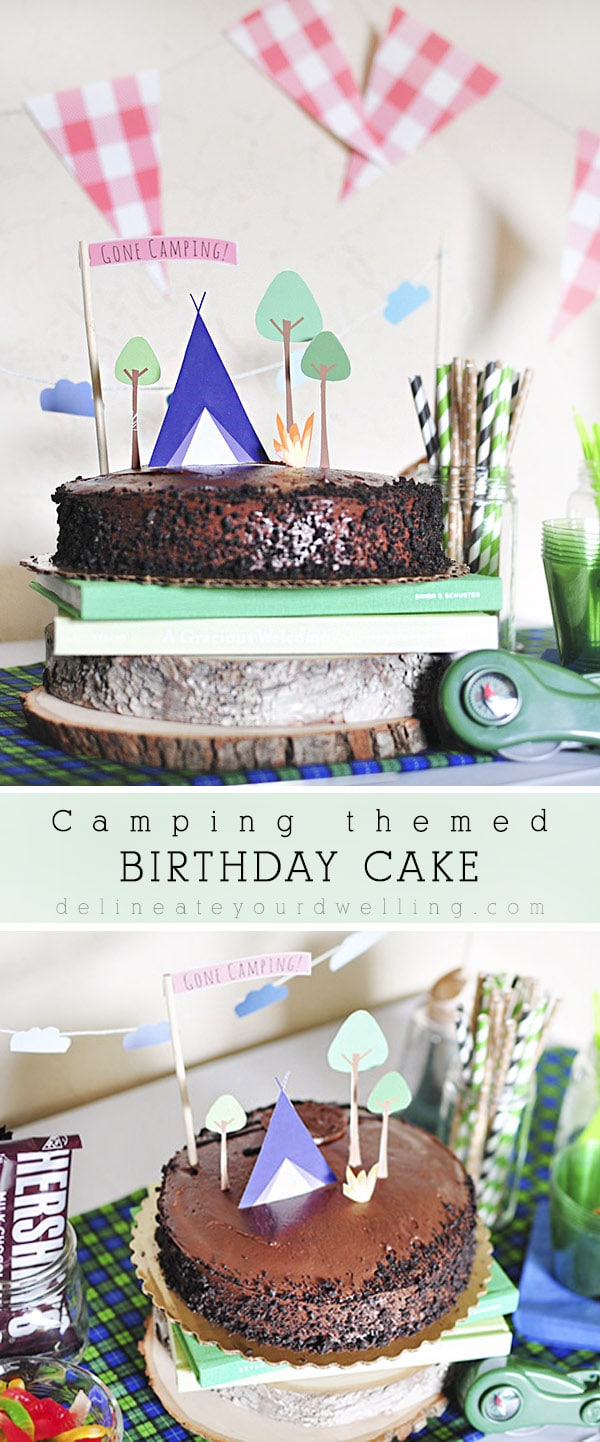 Camping themed Birthday Cake