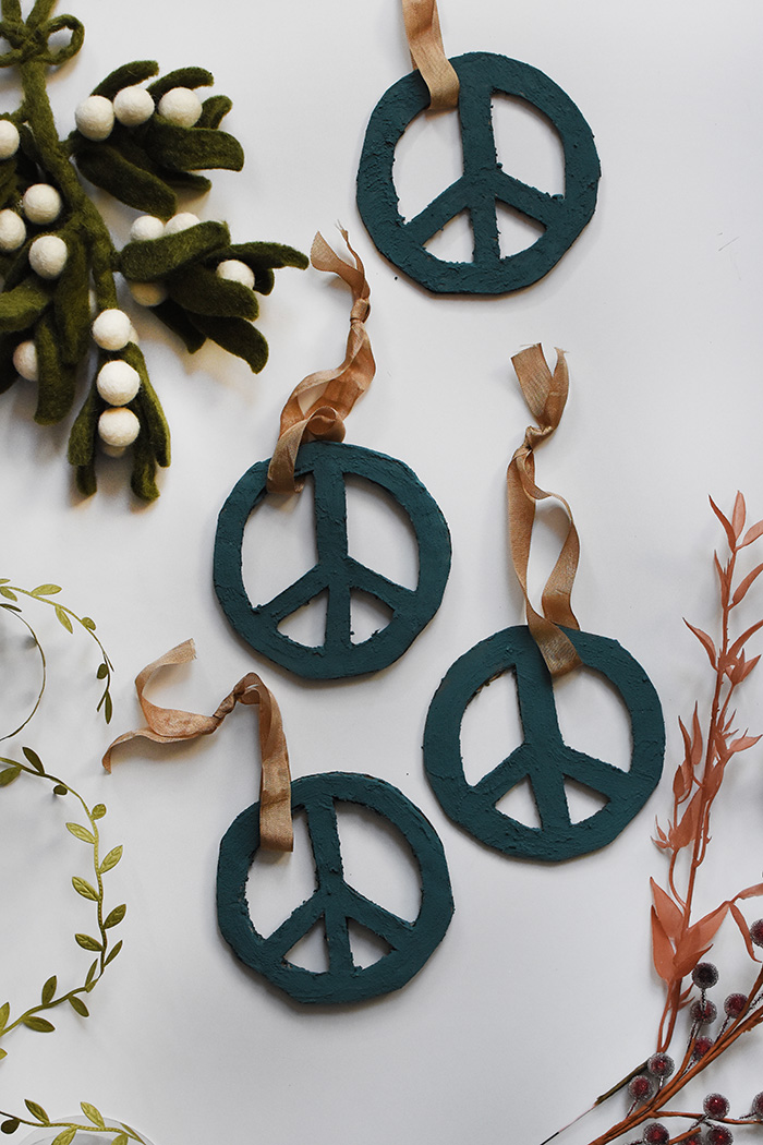 Cardboard Peace Sign ornaments