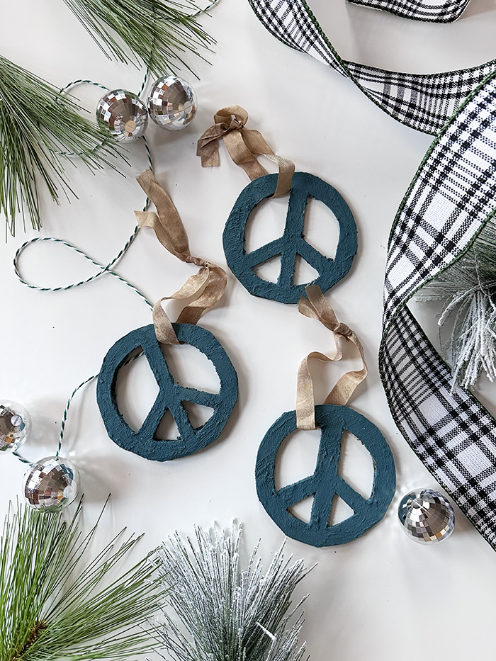 Cardboard Peace Sign ornaments