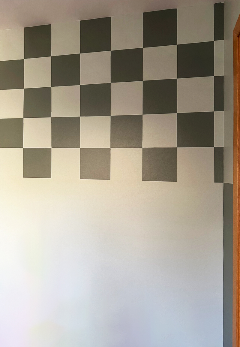 1970's checkerboard pattern accent wall