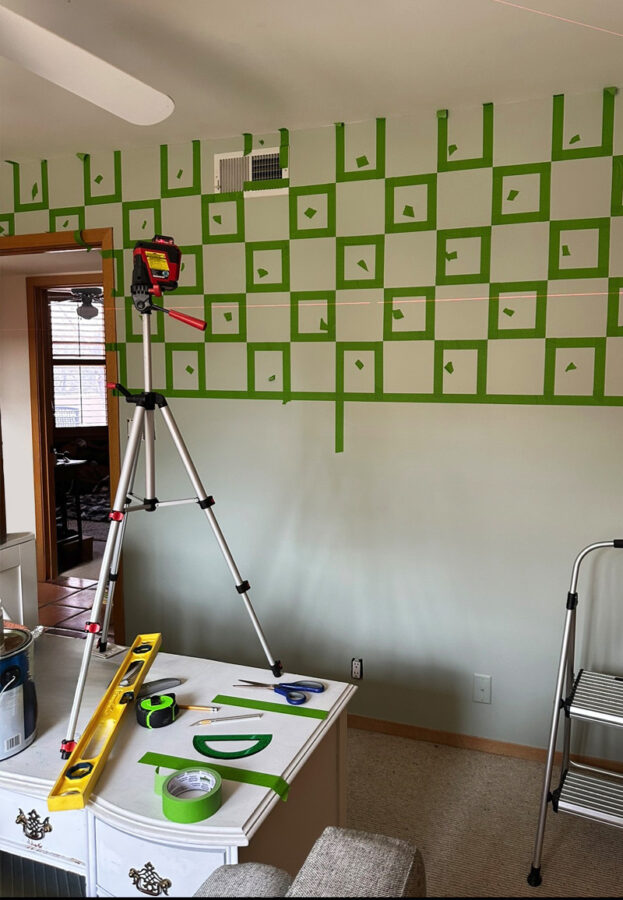 How to paint a Checker Pattern Accent Wall - Delineate Your Dwelling