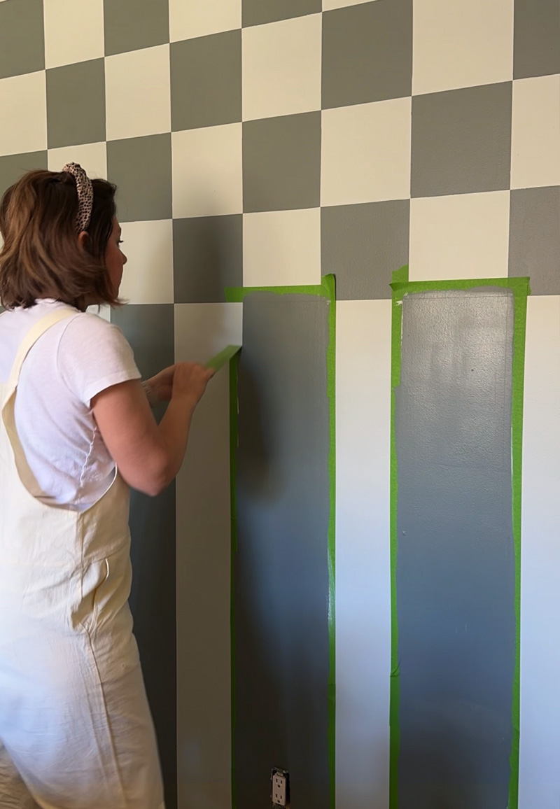 Remove painter's tape from large stripes