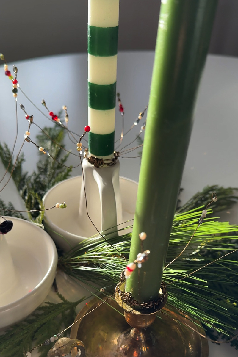 Christmas candles with a beaded cuff