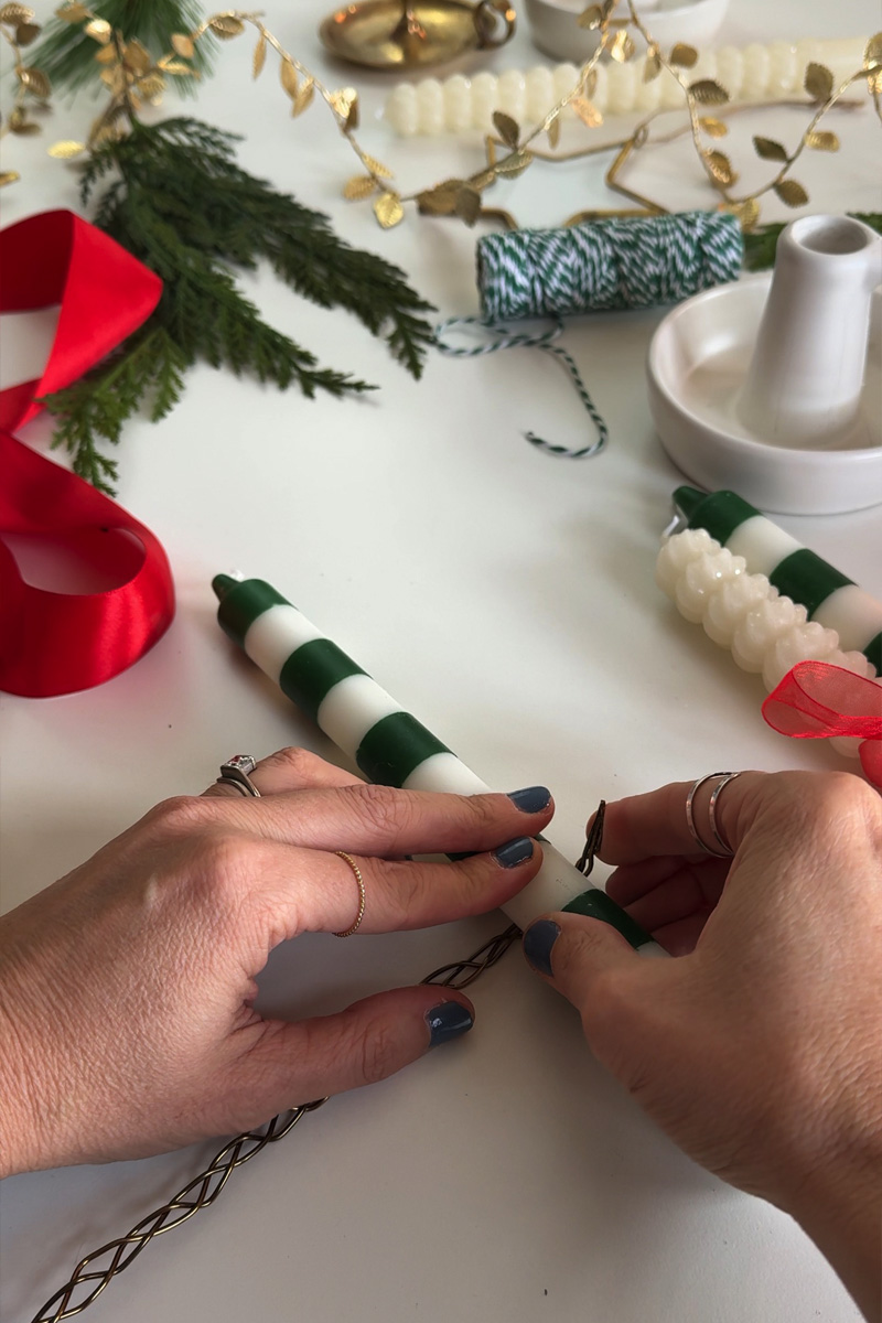 Bending wire around a candle