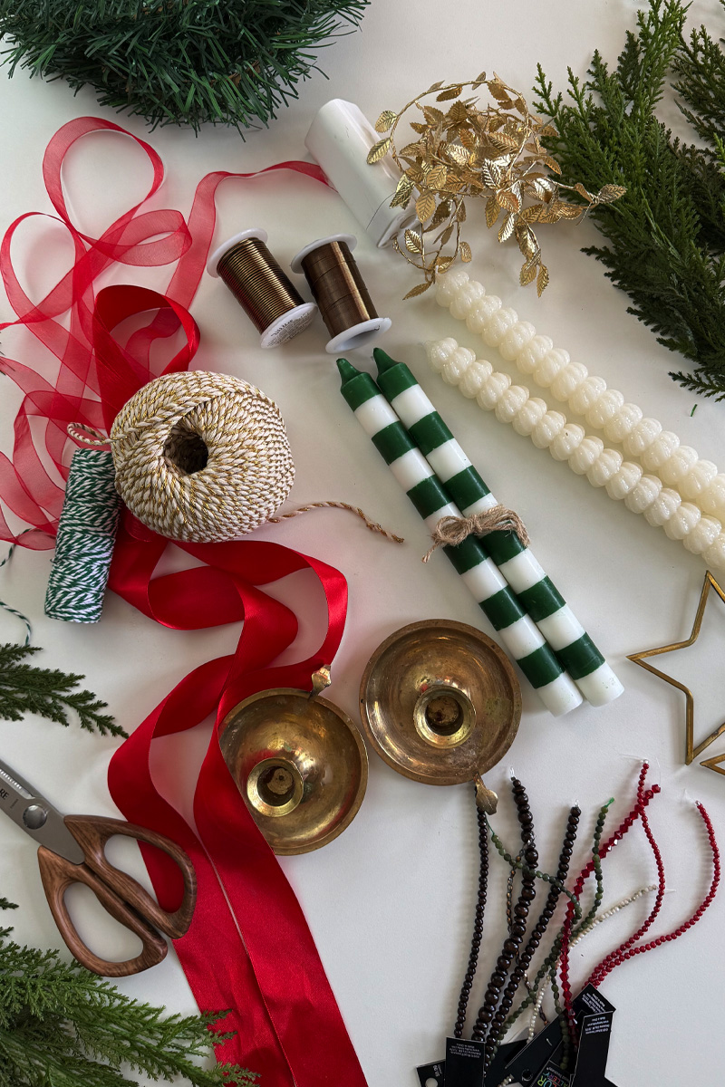 Christmas Beaded Candle Cuff supplies