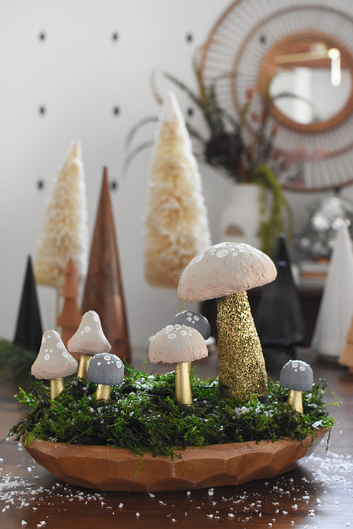 DIY Christmas Mushroom Centerpiece