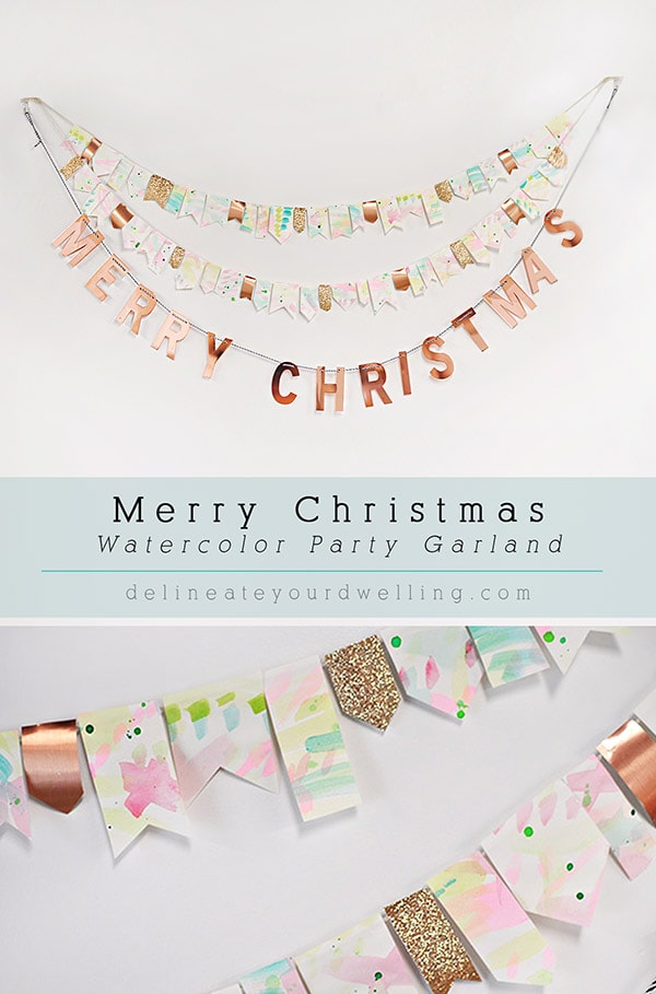 Colorful Christmas Watercolor Garland